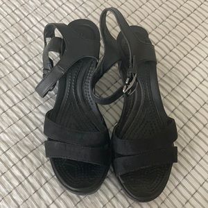 Black Croc Wedges